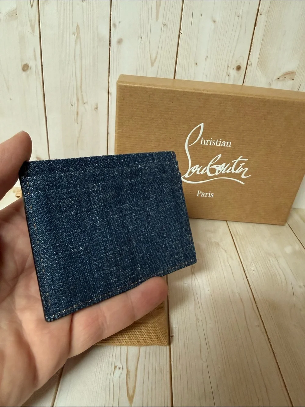 Christian Louboutin Kios Denim Card Case Blue